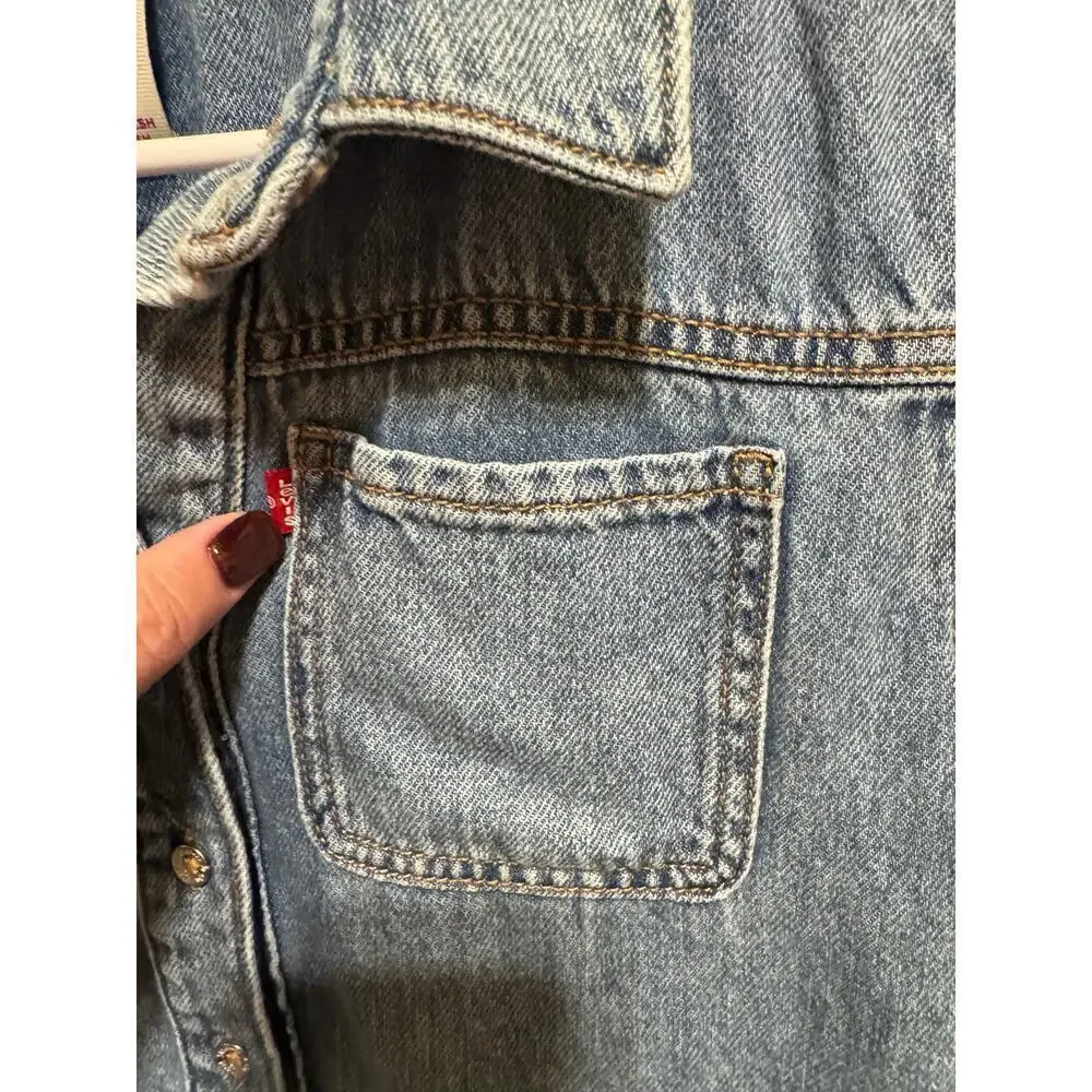 Levi's Big Girls Utility Buttoned Denim Dress Organic Belt Waist XL (13-15 yrs)